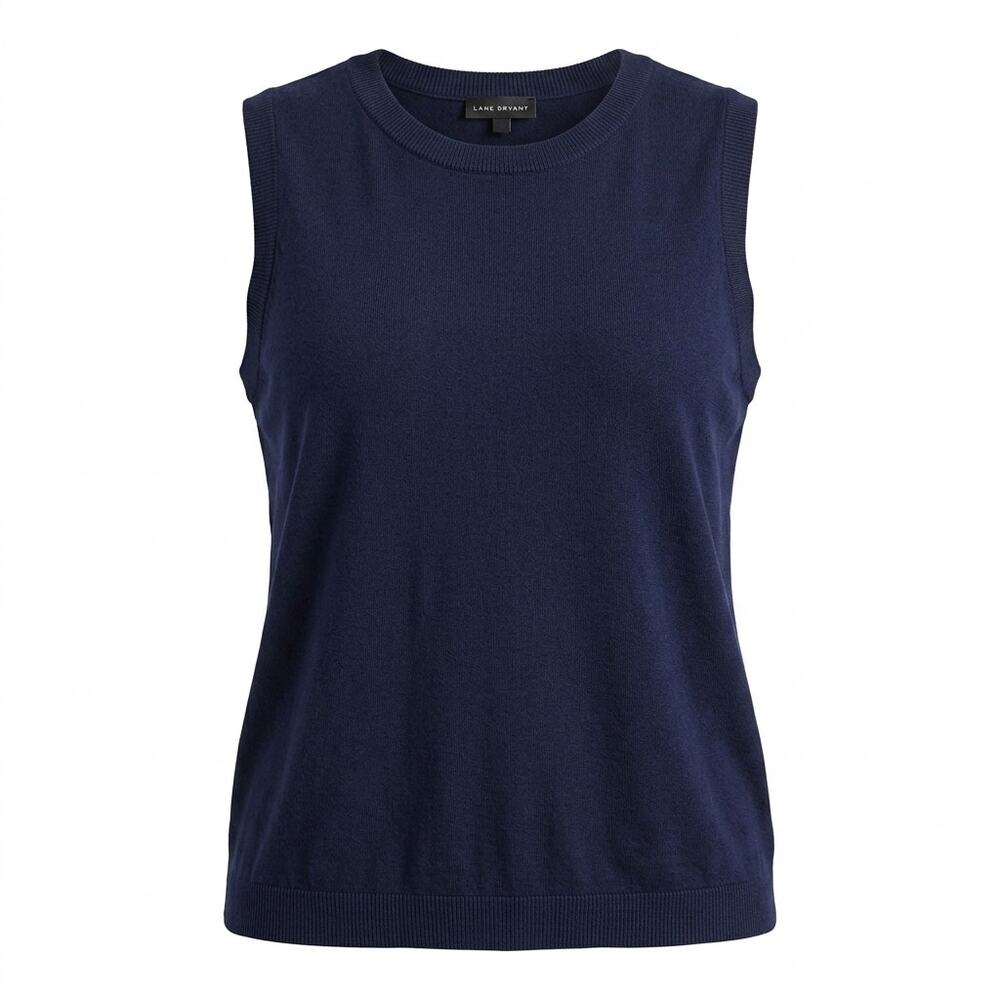 Lane Bryant Navy Blue Sleeveless Knit Crew Neck Tank Top Women Size 22/24